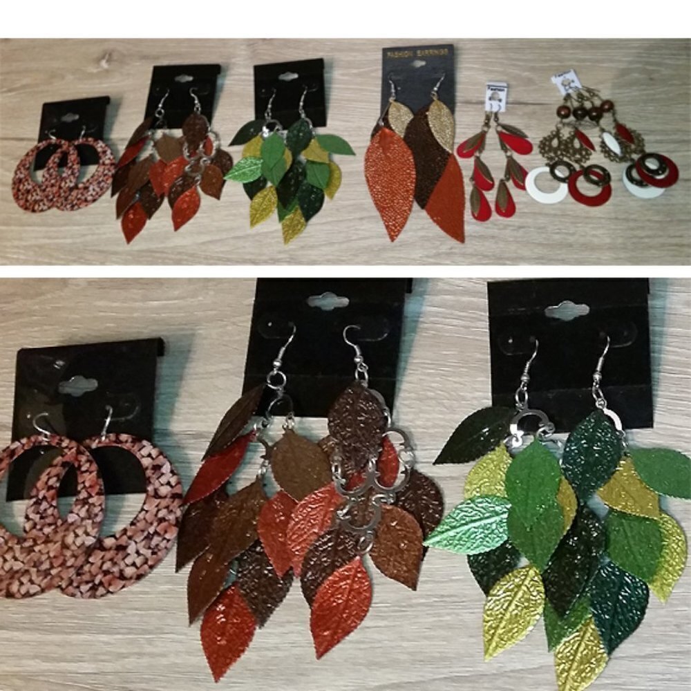 Curated bundle boho chic long earrings fun new 7 pairs lightweight dangle drop.